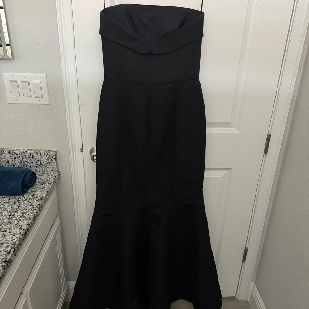 Amsale Classic Black Strapless Gown